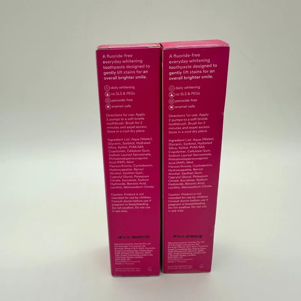 hismile PAP+ Whitening Toothpaste, 2.2 oz  2 Tubes NEW IN BOX